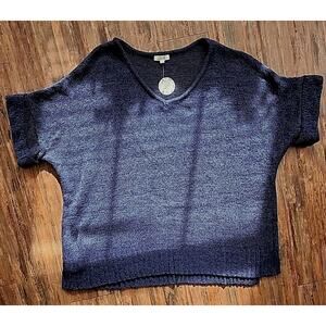 Nwt Oddi Blue Rolled Short Sleeve Sweater Womens Size 2x/3x